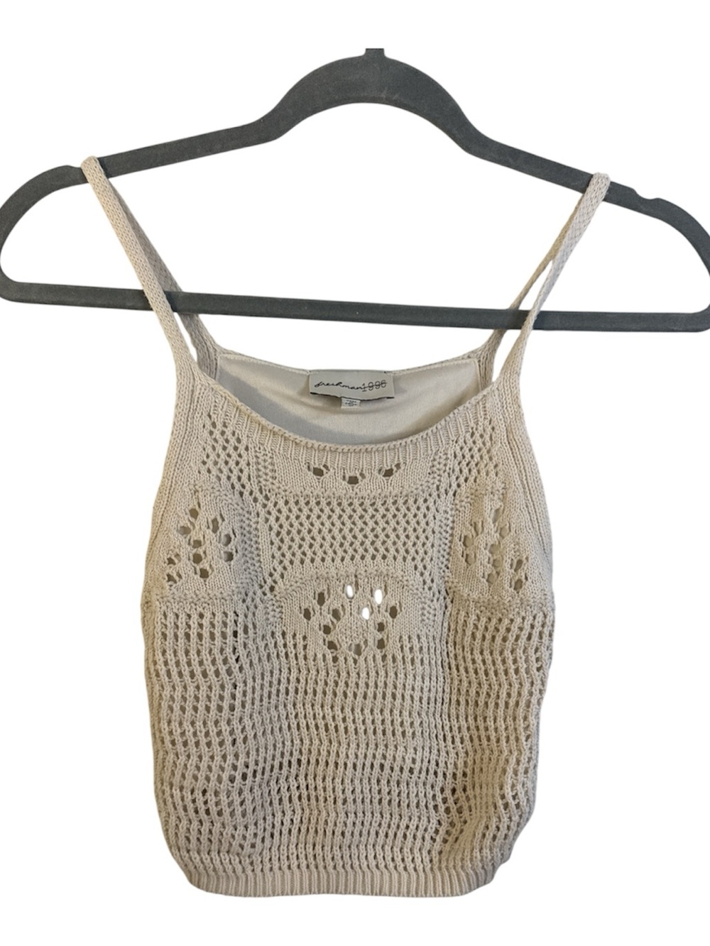 Crochet Cropped  Cream Tank Bohemian Festival size XS